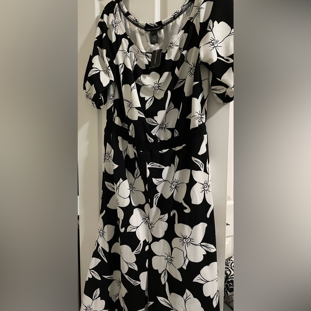Ashley Stewart Black and White Floral Maxi Dress